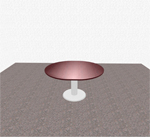 Elliptischer Tisch mit Sulenfu Metall Echtholz furniert